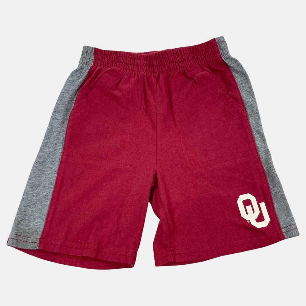 Colloseum Shorts Kids Red Gray Oklahoma Sooners Athletic‎ Logo Elastic Waist 3T